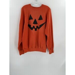 VINTAGE Cheek-O Sportswear Orange Pumpkin Jack O Lantern Sweatshirt XLARGE